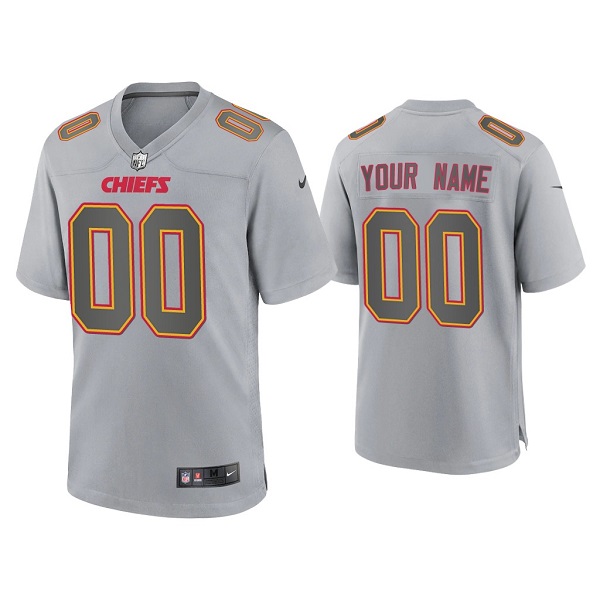 Men's Kansas City Chiefs Active Player Custom Grey Atmosphere Fashion Stitched Game Jersey